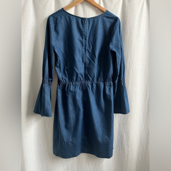 Club Monaco Blue Chambray Flared Sleeve Mini Dress - Picture 2 of 6